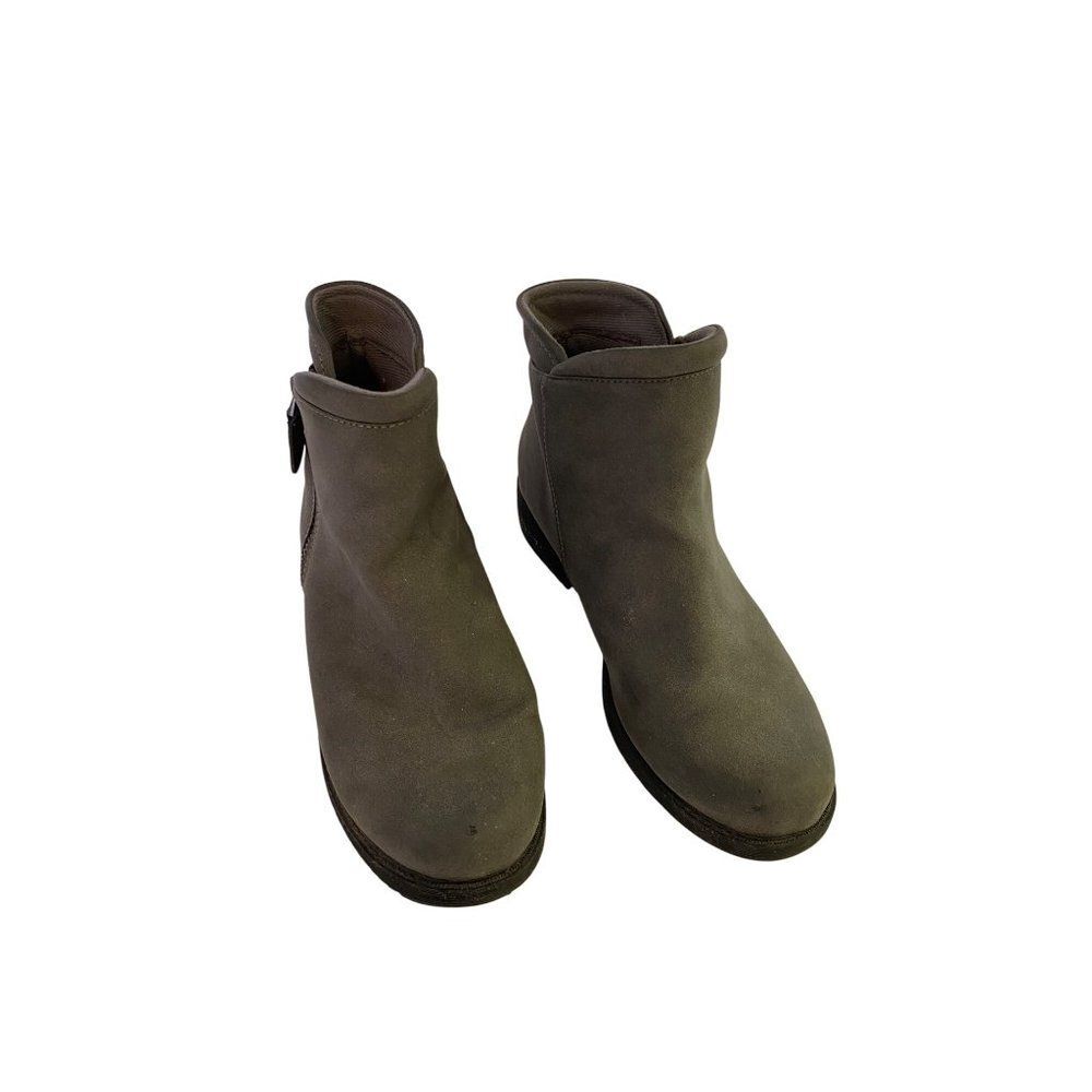 Sporto Women Tracy Gray Ankle Booties Water Repellent Faux Suede Side Zip Size 7